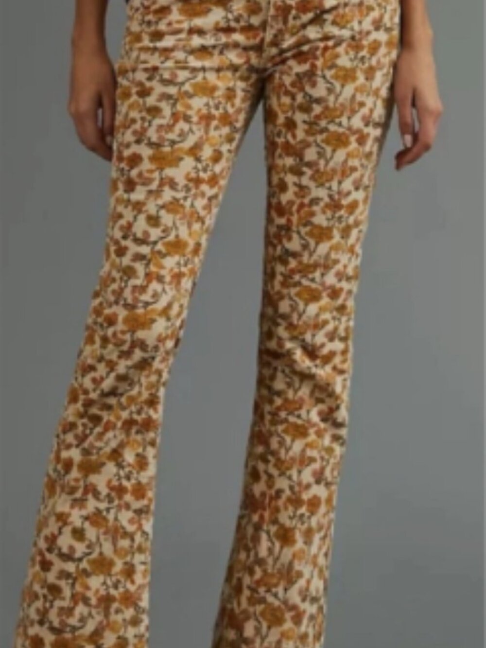 PILCRO Anthropologie Floral Corduroy Pants